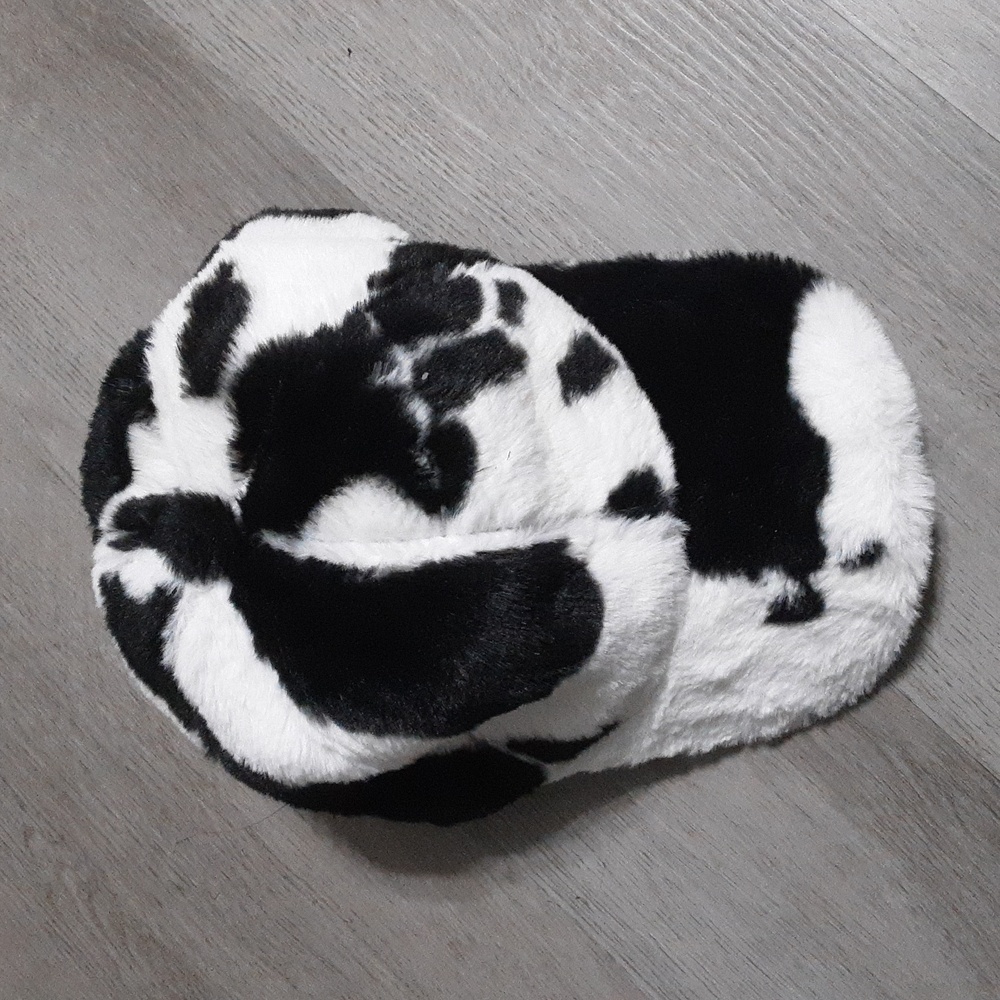 NWOT Black and White Plushie Cow Print Baseball Hat OS